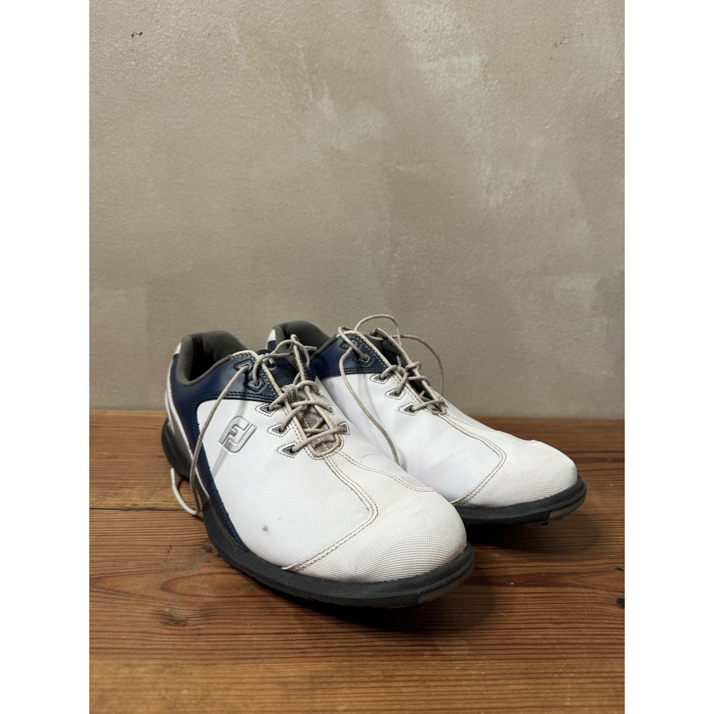 FootJoy Sport LT Mens Size 13 M White Blue Spiked Golf Shoes 58053